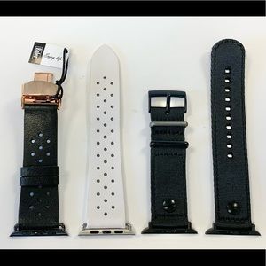 Black/White Leather & Canvas Watch Bands. New!